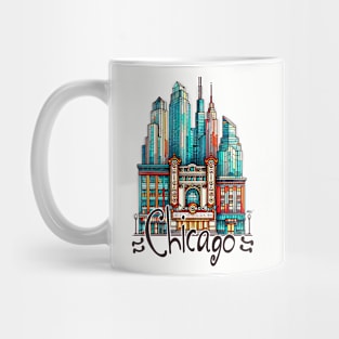 Vibrant Chicago Theater Graphic Tee | Gift for Chicago Lover | Light Mug